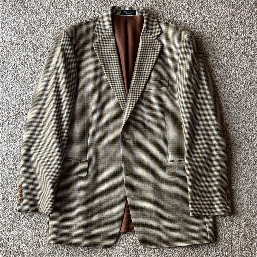 John W. Nordstrom Loro Piana Pure Cashmere Houndstooth Check Sport Coat 44 L